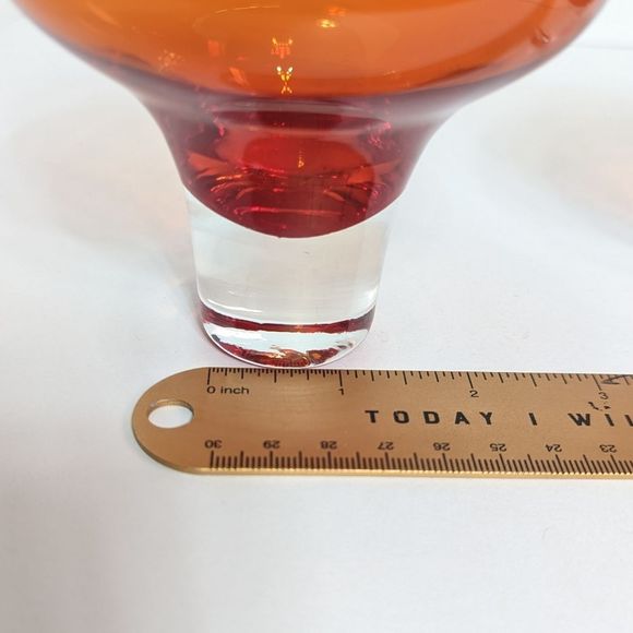 Mid Century Coupe Glass Set of 2 Amber Orange Vintage Retro - Picture 5 of 12